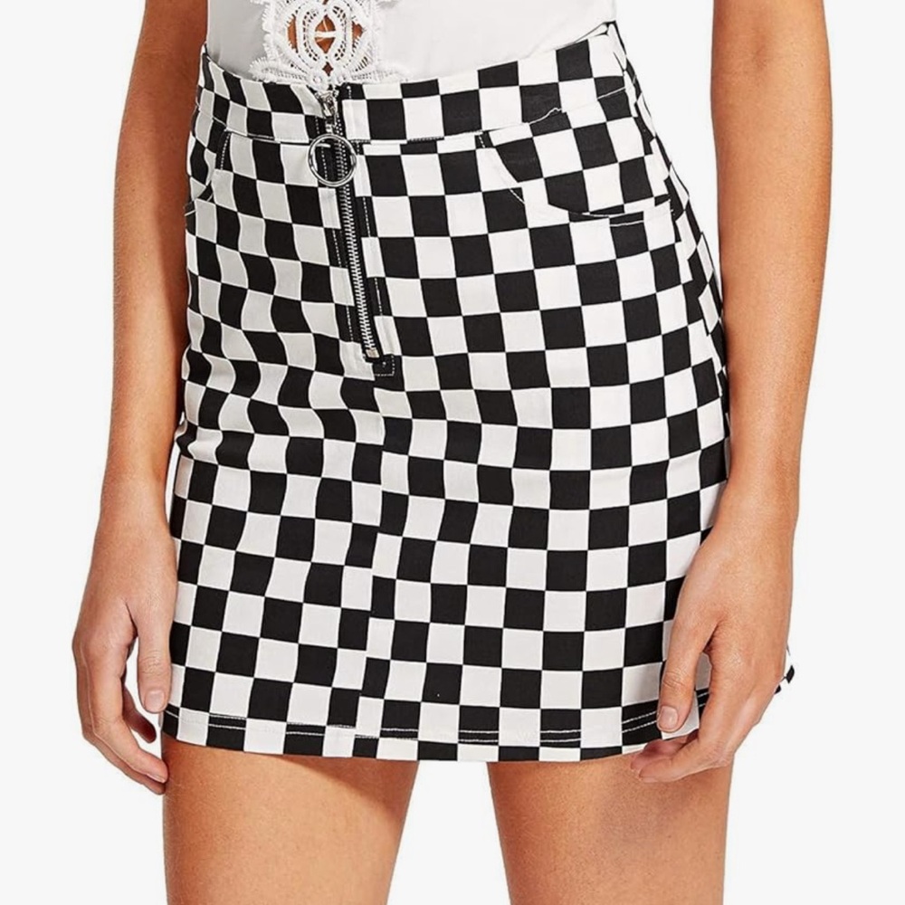 Checkered Black and White Women's Skirt